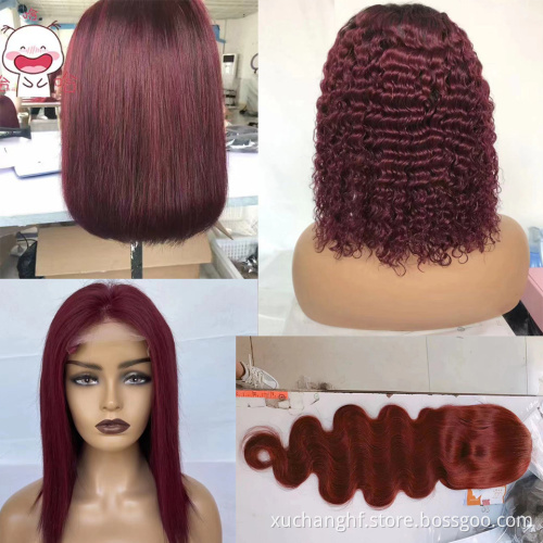 Burgundy Curly Lace Front Human Hair Wigs with Baby Hair 99J Colored Brazilian Remy Hair Wavy Hd Lace Frontal Wigs For Women